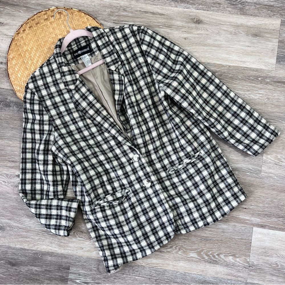 Vintage linen plaid blazer